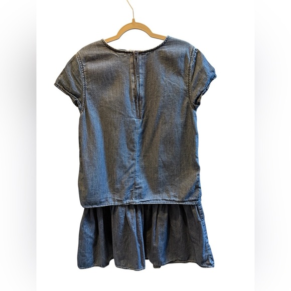 Tommy Hilfiger Denim Blue Kids Pinafore Short Sleeve Dress Tiered Skirt 12/14 - Picture 6 of 6